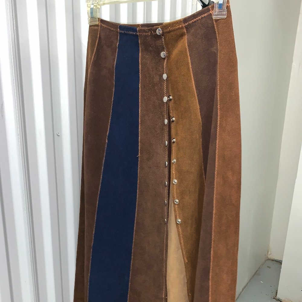Leather Tri Color Skirt